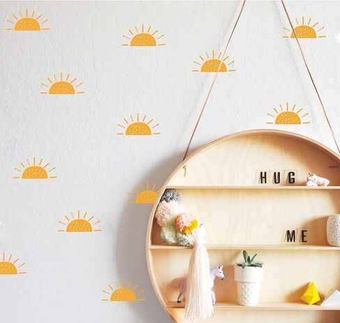 Sun Pattern Wall Decal, Half Sun Style Wall Sticker, Nursery Wall Sticker, Kids Room Wall Decor, Vinyl Wall Decoration for Bedroom A5 (Dark Yellow) in Saudi Arabia