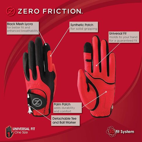 Zero Friction Junior Compression-Fit Synthetic Golf Gloves, Universal Fit One Size in Kuwait