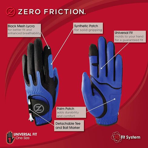 Zero Friction Junior Compression-Fit Synthetic Golf Gloves, Universal Fit One Size in Kuwait