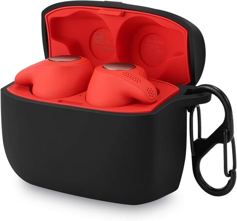Protective Silicone Cover for Jabra Elite (Active) 65t Charging Case, Portable Carrying Cases with Carabiner Keychain (Black) in Saudi Arabia