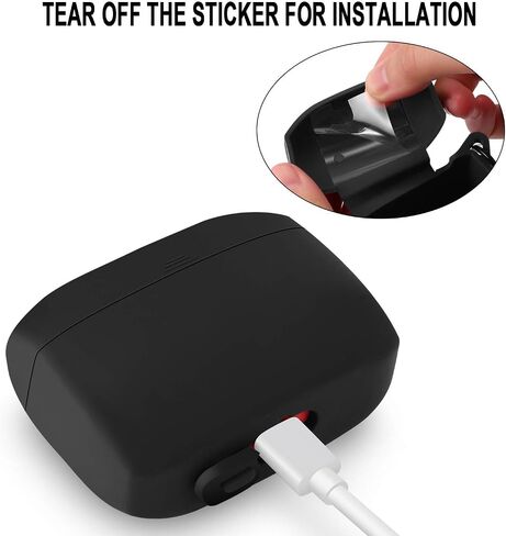 Protective Silicone Cover for Jabra Elite (Active) 65t Charging Case, Portable Carrying Cases with Carabiner Keychain (Black) in Saudi Arabia