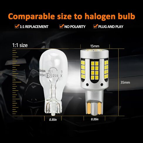 Bestview 912 921 LED لمبة للنسخ الاحتياطي العكسي، 4000 لومن T15 904 906 W16W 922 LED لمبات عكس الضوء الخلفي، Canbus خالية من الأخطاء لشاحنة السيارة، عالية السطوع 6500K أبيض (حزمة من 2) in Saudi Arabia