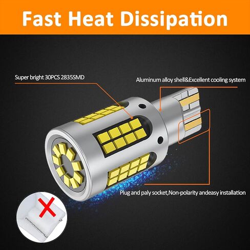 Bestview 912 921 LED لمبة للنسخ الاحتياطي العكسي، 4000 لومن T15 904 906 W16W 922 LED لمبات عكس الضوء الخلفي، Canbus خالية من الأخطاء لشاحنة السيارة، عالية السطوع 6500K أبيض (حزمة من 2) in Saudi Arabia