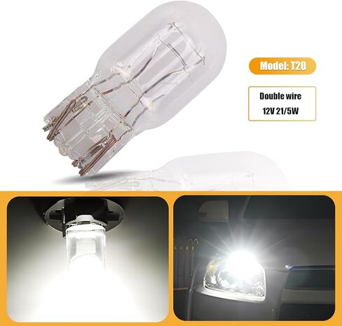 10 PCS T20 (1891/7443) Car Brake Bulb, 15mm x 42mm 12V 21/5W 1680LM Dual Filament Quartz Glass Instrument Light, Automotive Auxiliary Lighting Accessory, Suitable for Most Cars (White) in Kuwait