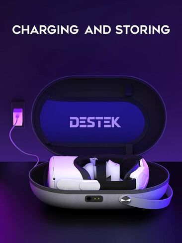 DESTEK OC1 Charging Carrying Case for Quest 2 Accessories, 3 in 1 Magnetic Charging Station for VR Host, Battery Head Strap and Storage, 2.5 Hours Fast Charging and Large Space - Fabric Version in Saudi Arabia