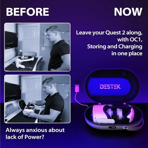 DESTEK OC1 Charging Carrying Case for Quest 2 Accessories, 3 in 1 Magnetic Charging Station for VR Host, Battery Head Strap and Storage, 2.5 Hours Fast Charging and Large Space - Fabric Version in Saudi Arabia