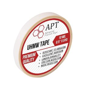 APT, UHMW (Ultra-high Molecular Weight) Polyethylene Tape, Resists Abrasion, Impact, for Surface Protection and Friction and Noise Reduction for Lining Sliding Surfaces. (0.75" x 5Yds, 10 Mil UHMW)