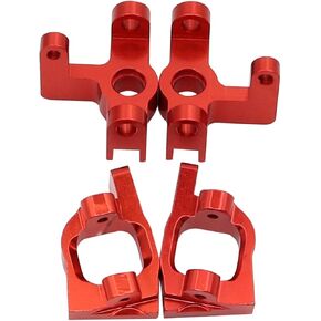 Aluminum Alloy 2PCS Front Steering Cup (L/R) and 2PCS Base C Seat (L/R) RC Cars Upgrade Parts Compatible with WLtoys 144001 1/14 RC Car Truck Buggy Replacement Accessories (Red)