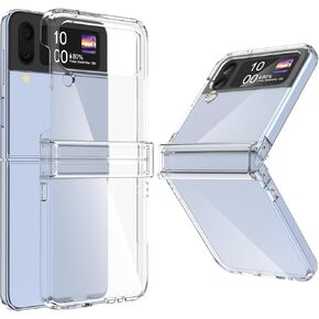 for Galaxy Z flip 3 Case with Hinge Protection, Z flip 3 Case Clear Slim Transparent Shockproof Hinge Hard PC flip3 Phone Case Cover, Clear