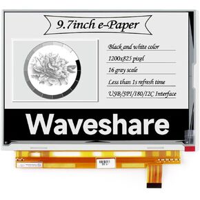 waveshare 9.7inch E-Ink Raw Display Compatible with Raspberry Pi 4B/3B+/3B/2B/B+/A+/Zero/Zero W/WH/Zero 2W Series Boards 1200x825 Resolution with Parallel Port without PCB Supports Partial Refresh