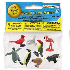 Safari Ltd. مجموعة المرح Good Luck Minis Birds - 8 تماثيل صغيرة: البومة الثلجية، النسر الأصلع، فلامنغو، الكاردينال، البطريق الإمبراطور، الفرخ، الكيوي، الطوقان - شخصيات ألعاب تعليمية للأولاد والبنات والأطفال من سن 5 سنوات فما فوق