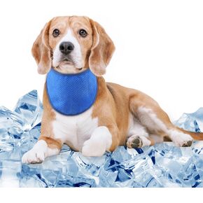 Dog Cooling Bandana Neck Ice Wrap, Instant Cooling Pet Scarf for Summer Hot Weather, Adjustable Breathable Reusable Scarf for Outdoor and Indoor Use, Avoid Heat Stroke, Large(Blue)