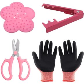 1 Set Rose Stem Leaf Thorn Stripper Stripping Tool Thorn Remove Kit with Scissors Stab-Resistant Gloves