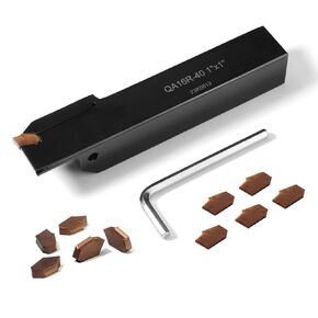 1"x1" Indexable Lathe Grooving Parting Holder QA16R-40 with 10 Pieces Carbide Inserts GTN-4 Heavy Duty Right-Hand Lathe Cut Off Tool Carbide Inserts(QA16R-40 with 10 Pieces Inserts)