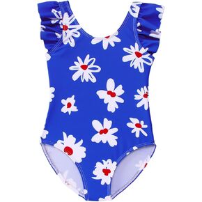Toddler Baby Girls Swimsuit Ruffle Sleeveless One Piece Bathing Suit Infant Cute Floral Summer Beach Swimwear 1-5Y