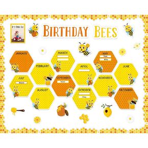 127Pcs Bee Birthday Bulletin Board Set Birthday Bee Hive Decorations Honeycomb Cutouts Birthday Classroom Bulletin Board Bee Bulletin Board Birthday Supplies for Teacher School Classroom Wall