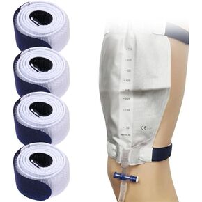 Catheter Leg Bag Strap 26''X 1'' Urine Drainage Bag Straps 4 Pcs Leg Urinary Bag Fixation Tapes Anti Slip Irritation Catheter Stabilization Devices with Soft Elastic Fabric Urinary Legband
