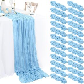 24 Pack Cheesecloth Table Runner 35 x 70 inch Boho Rustic Romantic Gauze Table Runner Cheese Cloth Table Runner for Wedding Bridal Shower Birthday Party Table Decor (Beige)