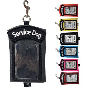 ActiveDogs Service Dog ID Card Pouch - Clip On Identification Badge Display Tag Holder & Carrier with Zippered Pocket for Small Bag Items - Made in USA, 5" x 4", Red