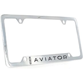 Lincoln Aviator Wordmark Logo Chrome Plated Metal License Plate Frame Holder 4 Hole