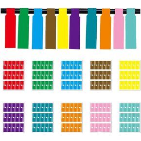 10 Sheets 10 Colors Self-Adhesive Cable Labels Flexible Waterproof Tear Resistant Labels Stickers Identification Labels for Office School Computer Cord Laser Printer(Random Color)