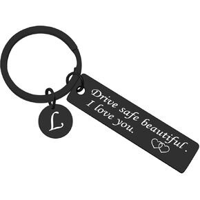 Xiahuyu Drive Safe Keychain for Her 26 Letter Keychain Gifts for Girlfriend Wife Daughter Mom Niece Sister Friend