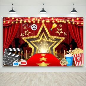 Mocsicka Moive Night Banner ديكورات الحفلات، فيلم حفلة عيد ميلاد خلفية السجادة الحمراء، جوائز الحدث الليلي، خلفية التصوير الفوتوغرافي (أحمر، 70.8 × 43.3 بوصة)