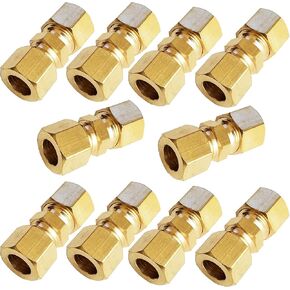 PAKA TOOLS 1/8-Inch OD Compression Union,Brass Compression Fitting(Pack of 10)