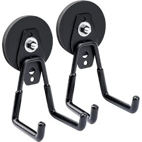 Strong Magnetic Hooks Heavy Duty, 2.59"(66mm) Garage Magnet Hooks with Anti-Slip Coating, 2Pcs Industrial Strength Utility Magnet Hooks, for Cordless Drills Hanging Metal Cabinets Tool