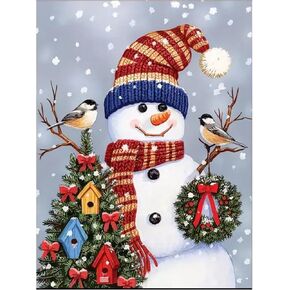 KTHOFCY 5D DIY Christmas Diamond Painting Kits for Adults Kids, Snowman Full Drill Embroidery Cross Stitch Crystal Rhinestone Paintings Pictures Arts Wall Decor Painting Dots Kits 15.7X11.8 in