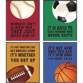 Sports Inspirational Wall Art Posters Sports Decor Print Of Boys Room Motivational Art Of Sports Positive Quotes Basketball Football Baseball Soccer Wall Decor For Boys Bedroom Playroom Classroom