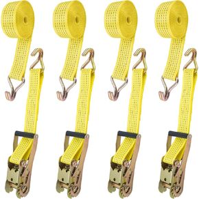 Ratchet Straps, Tie Down Straps Ratchet 4 Pack, Ratchet Straps 2 Inch x 15Feet 5000LB Heavy Duty Ratchet Strap with J Hook for Cargo Straps, Motorcycle Tie Down Straps by KAKO