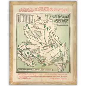 Framed Vintage Augusta National Wall Art Course Map 1954 Golf Decor - Golf Poster Map Golf Wall Art for Your Office or Home - This Masters Augusta Golf Course 11x14 Print is a Great Gift for Golfers