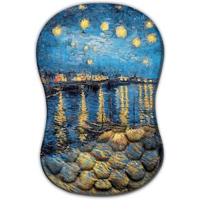 وسادة ماوس مريحة من Starry Night تدعم المعصم، مسند معصم ناعم غير قابل للانزلاق مع لوحة مفاتيح كمبيوتر للتدليك ولوحة ماوس للكمبيوتر الشخصي للمكتب والألعاب (معصم 12) in Kuwait