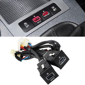 Console Auxiliary Jack USB QC3.0 USB-C PD Charger Port Hub Dual Charge Receptacle Adapter for VW Jetta MK6 2010-2014, Golf GTI R-Line 2006-2013 MK5 MK6, Scirocco 2008-2014, Touran 2011-2015 Red LED