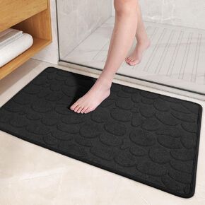 Color&Geometry Quick Dry Thin Bathroom Rugs Fit Under Door- Super Absorbent, Non Slip Rubber Backing, Non Shedding, Washable Grey Bath Mat- 16"x24" Small Bath Mats for Bathroom Floor