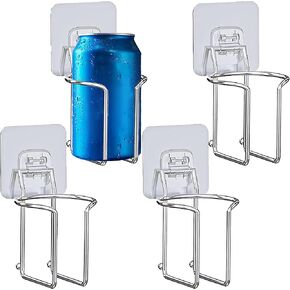 Skywin Wall Mounted Cup Holder - 4 Pack Boat Cup Holder for Yacht, Truck, Car and RV Installs on Walls and Railings - Wall RV Cup Holder fits Drink Cans, Bottles and Cups (Adhesive Mount)