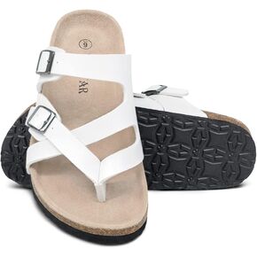 TF STAR Women's Cork footbed Sandal with +Comfort, Slide Flip-flops Casual Cork Slippers for Women/Ladies