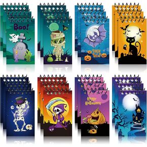 24 Pieces Halloween Mini Spiral Notepads Party Favors Notebooks 8 Designs Ghost Spiders Pumpkin Spiral Notebook Halloween Prizes To Trick or Treat Goody Bag Filler for Halloween Party School Supplies