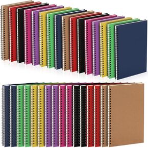 Honoson 32 Pcs Small Spiral Notebook 8.3x5.5 inches College Ruled Notebook Spiral Bound Journals A5 Memo Notepad Sketchbook, Assorted Colors,100 Pages, 50 Sheets for Office Travel Note Taking