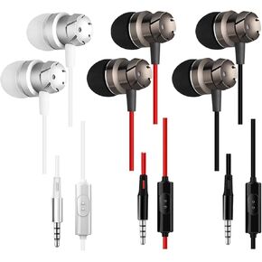 SourceTon 3 Packs Earbud Headphones with Remote & Microphone, in Ear Earphone Stereo Sound Noise Isolating Tangle Free for Smartphones, Laptops, Gaming, Fits All 3.5mm Interface Device
