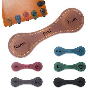Magnetic Leather Bookmark Personalized, Custom Engraved Name Initials Text Magnet Book Marker Clips Gift for Book Lover Readers Women Kids Teacher Classmate Brown