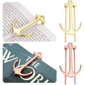 Blulu 4 Pieces Metal Bookmarks Book Page Holder Creative Bookmarks Book Page Marker for Home Office School Supplies (Golden, Rose Gold)