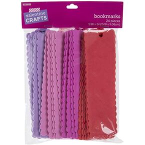 Scalloped Foam Bookmarks in Valentine Colors - Red, Pink, Purple -24 Count