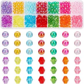 PH PandaHall 6240pcs Faceted Crystal Beads 4mm Acrylic Bicone Beads 24 Colors Rainbow Loose Bead Spacers for Bracelet Necklace Earring Keychain Jewelry Making Flower Bags Decoration
