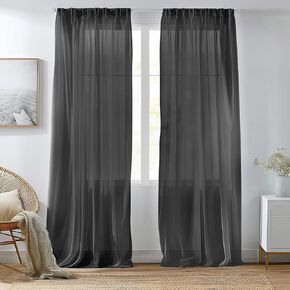 Neween White Sheer Curtains 94 Inches Long for Living Room 2 Panels Set, Basic Rod Pocket Window Curtain Panels, Lightweight and Airy Window Voile Drapes for Bedroom, Yard (White, W52 x L94)