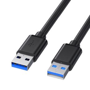 USB 3.0 Male to Male Cable Heavy Duty - 5 Feet Double Sided USB Cord Male to Male for Hard Drive Enclosures, DVD Player, Laptop Cooler and More (5ft - Black)