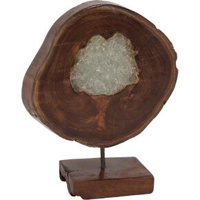 Deco 79 Teak Wood Abstract Decorative Sculpture Home Decor Statue with Resin Embedded, Accent Figurine 10" x 4" x 12", Brown in Saudi Arabia
