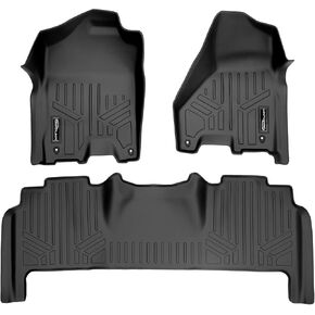 SMARTLINER Custom Fit Floor Mats 2 Row Liner Set Black for 2012-2018 RAM 2500/3500 Mega Cab with Dual Front Hooks