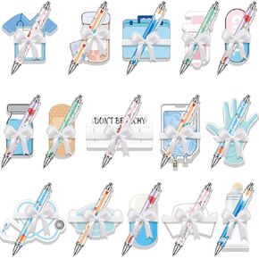 Yeaqee 15 Sets Nurse Die Cut Note Pads with Pen and Ribbons Nurse Appreciation Gifts Funny Nurse Sticky Notes Nursing Pens for Women Nurses Week Nursing Students and Workers Office School Supplies
